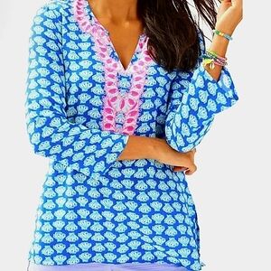 LILLY PULITZER Renato Tunic Top 100% Silk Women XS